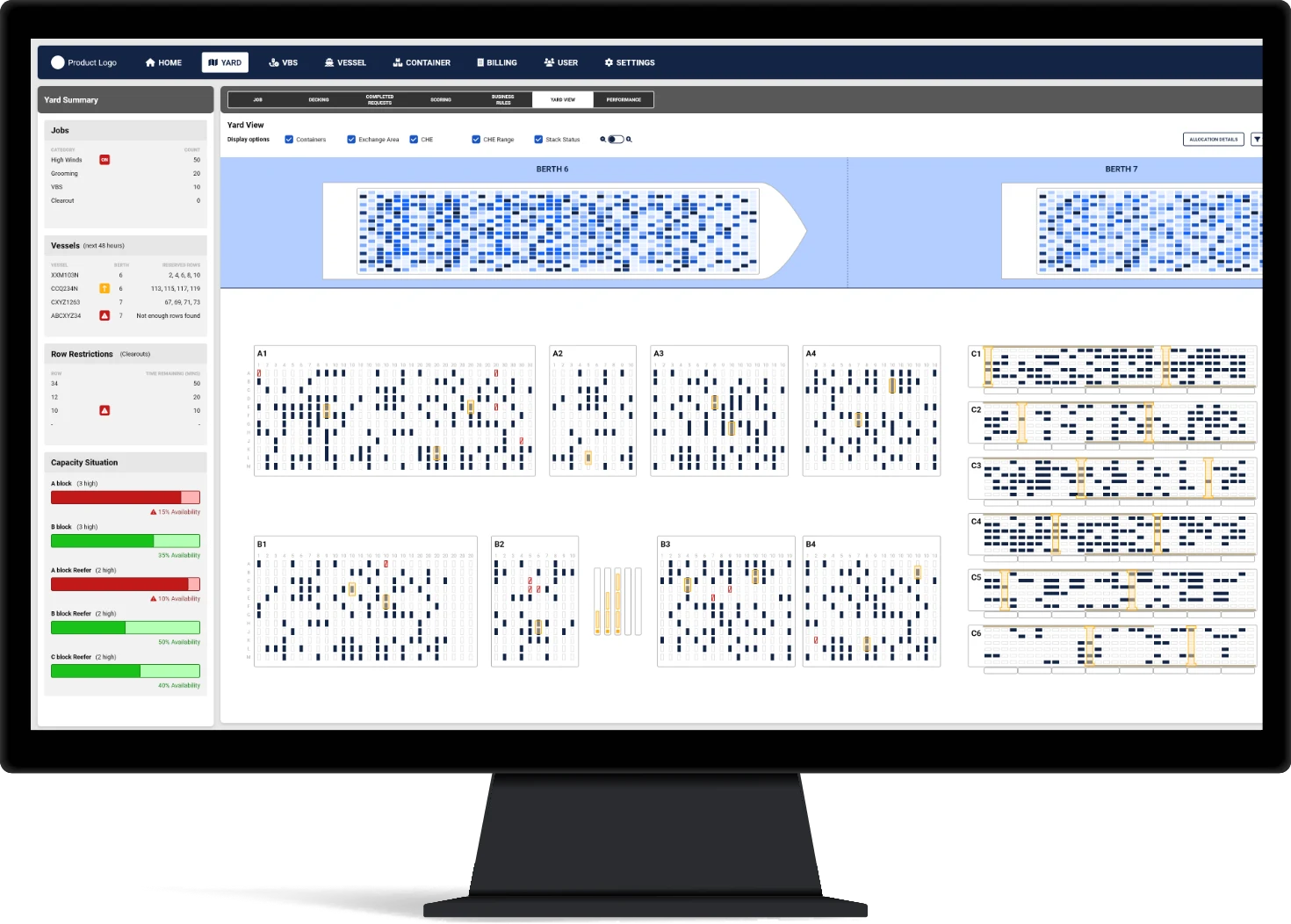 WaveSCM Ports & Terminals yard view screen